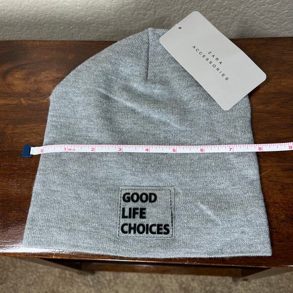 Zara heather gray GOOD LIFE CHOICES Beanie size M baddie college mininals - Picture 3 of 11